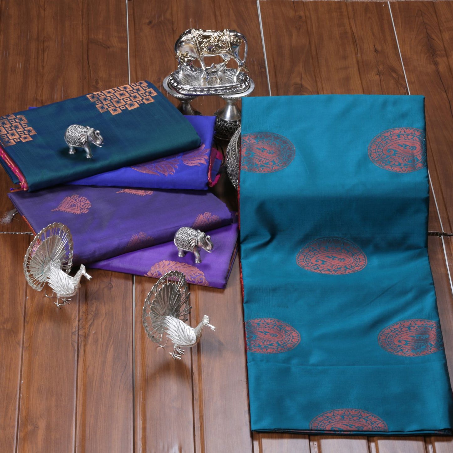 Kanchipuram Soft Pine Green Silk Saree | KA10245