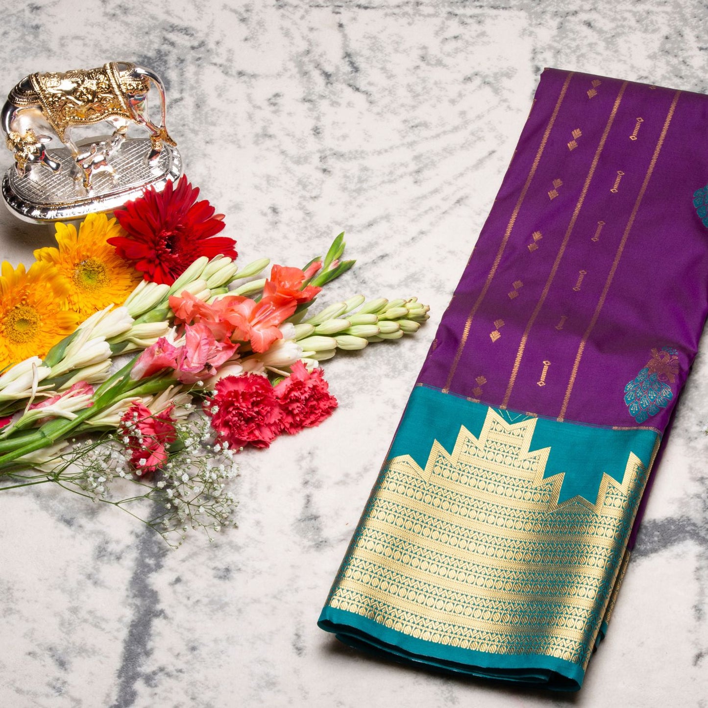 Kanchipuram Pure Chenese Purple Silk Saree | KA10161