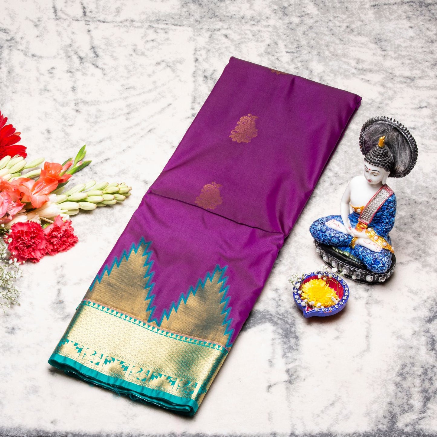 Kanchipuram Pure Chenese Purple Silk Saree | KA10160
