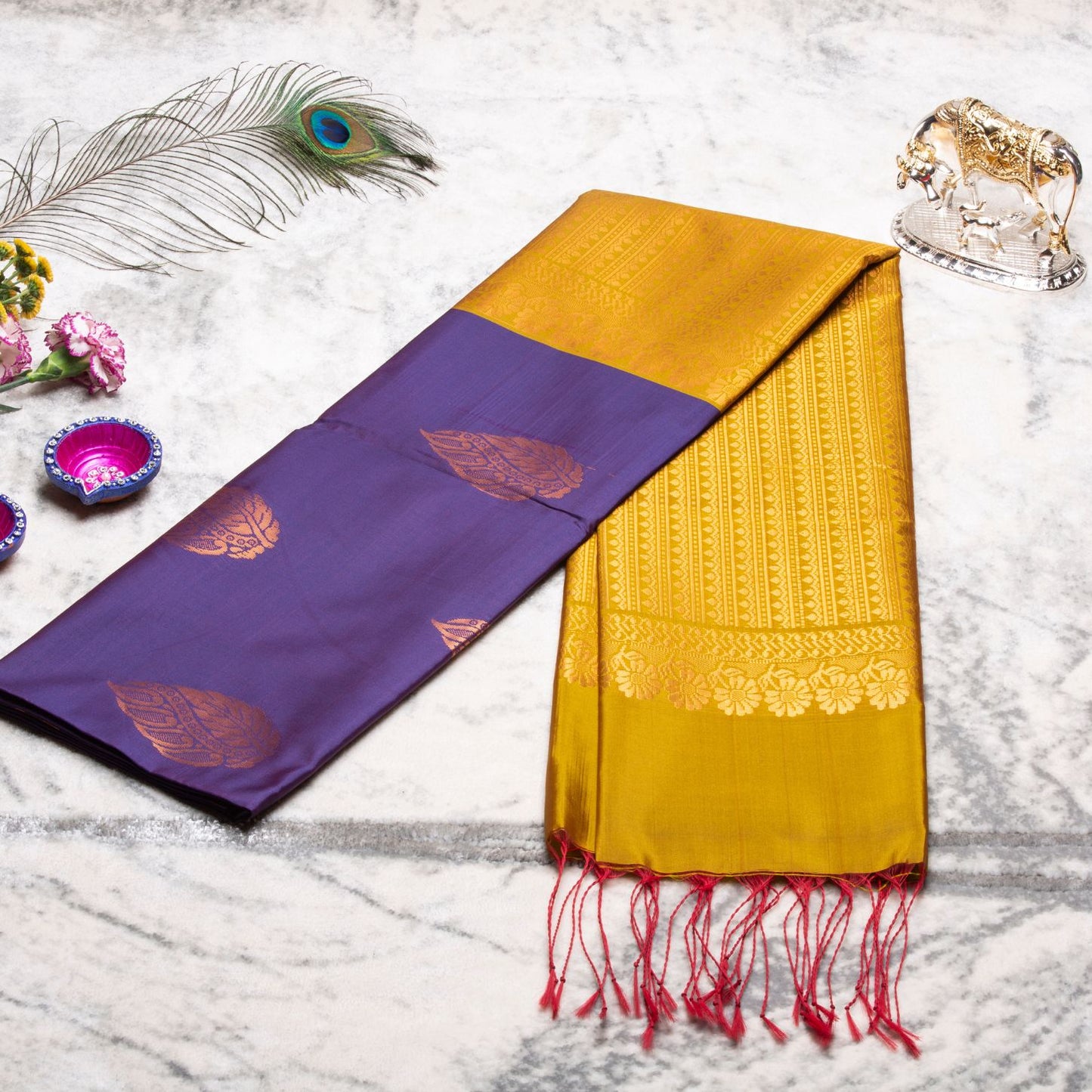 Kanchipuram Thread Cranberry Purple Silk Saree | KA10024