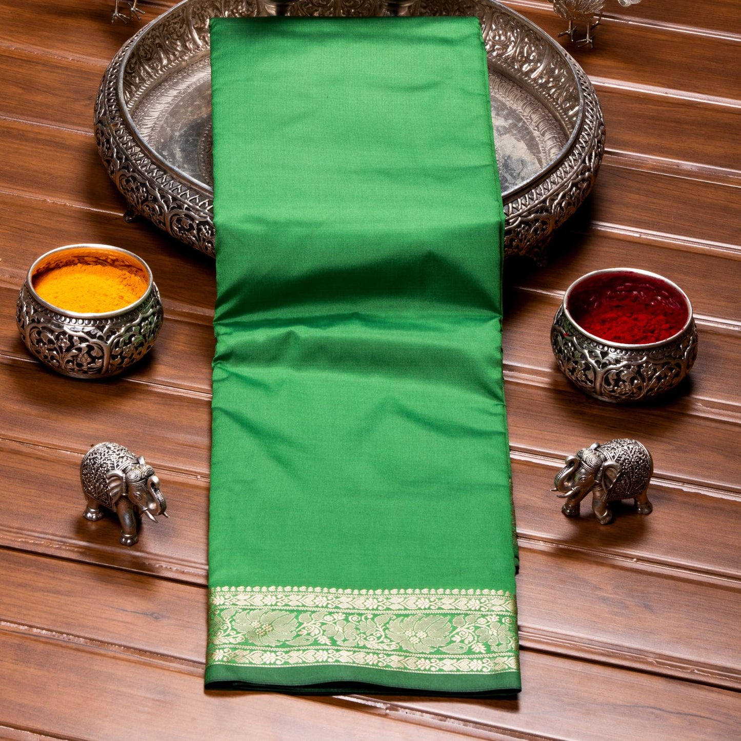 Kanchipuram Banarasi Mint Green Silk Saree | KA10096
