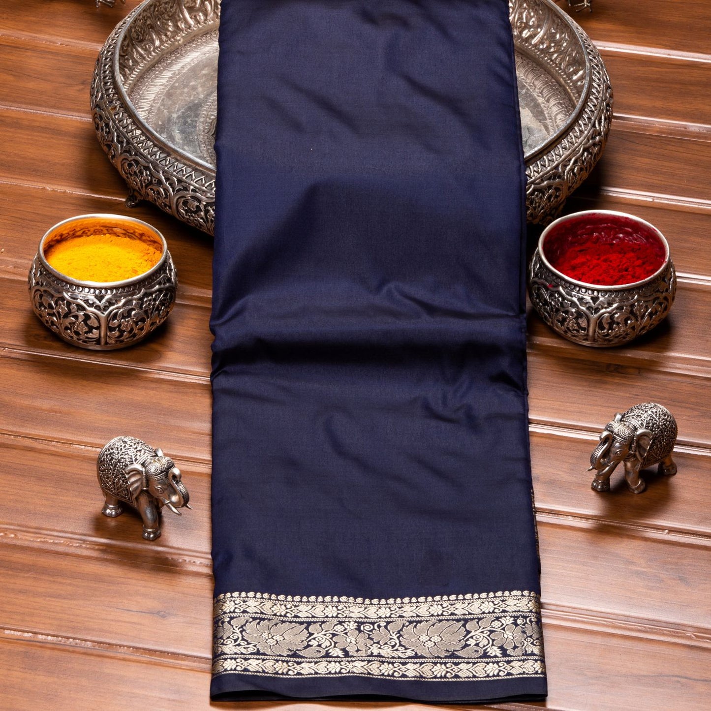 Kanchipuram Banarasi Indigo Silk Saree | KA10093