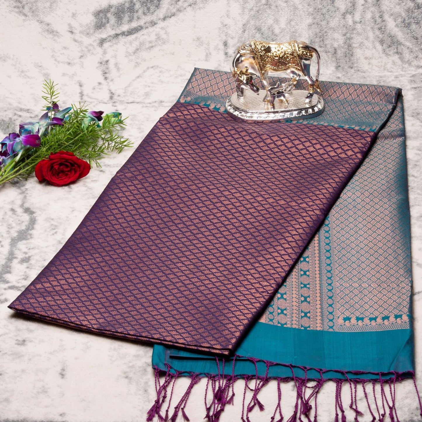 1000 Butta Deep Purple Silk Saree | KA10076