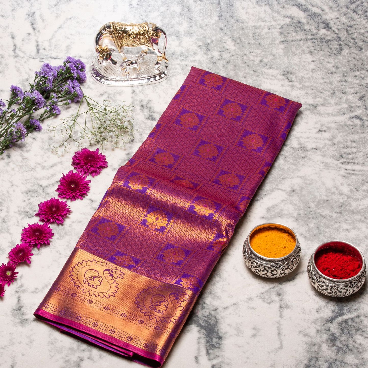Kanchipuram Tissue Purple Silk Saree | KA10214