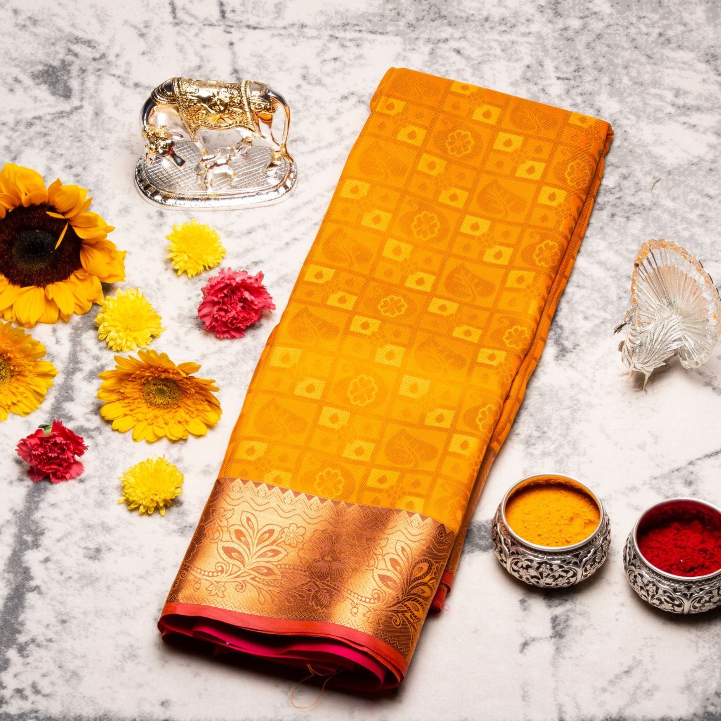 Kanchipuram Tissue Haladhi Silk Saree | KA10192