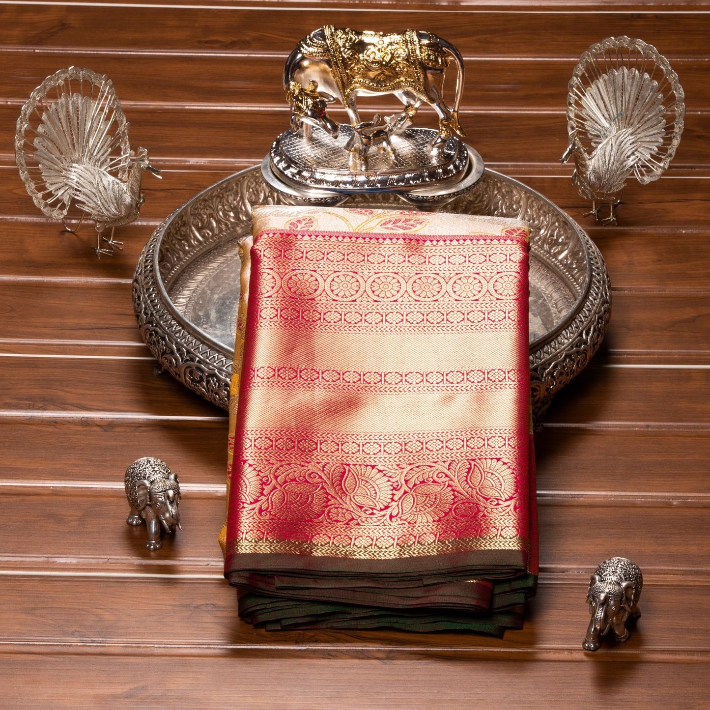 Kanchipuram Tissue Golden Shade Silk Saree | KA10171