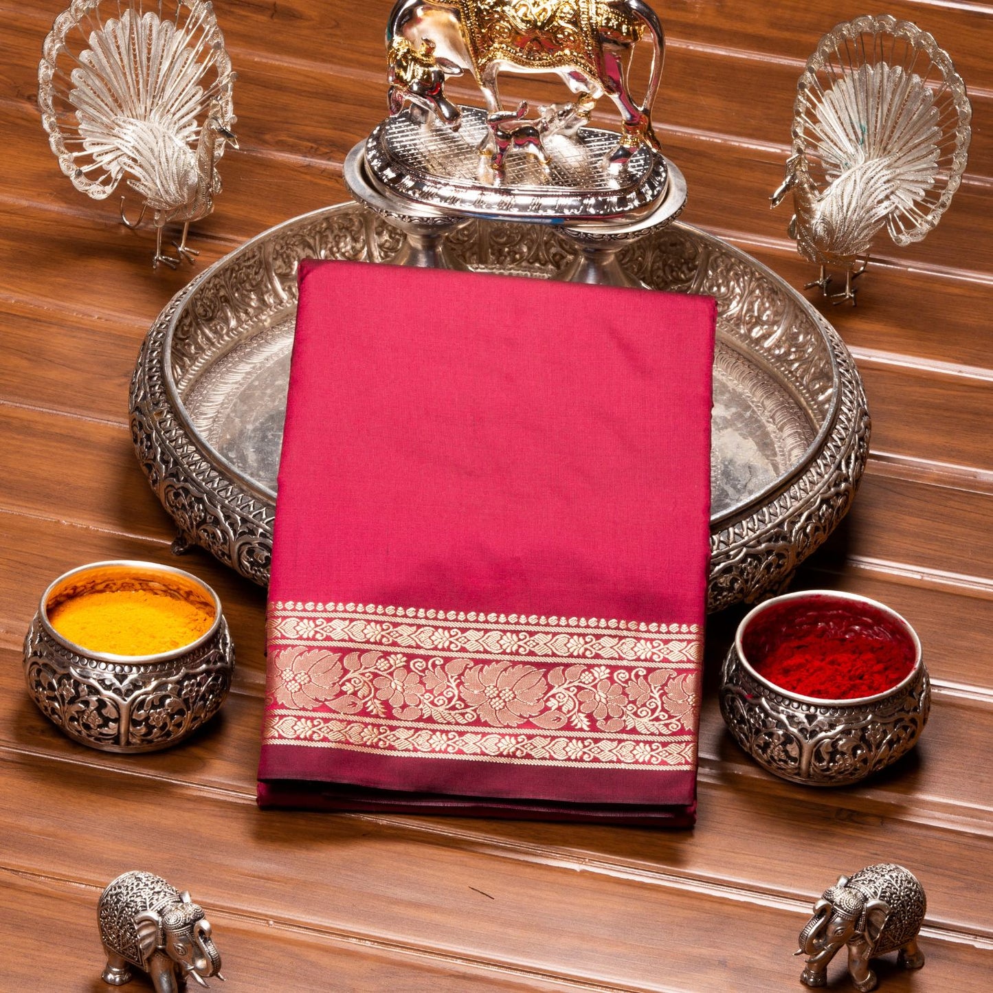 Kanchipuram Banarasi French Pink Silk Saree | KA10092