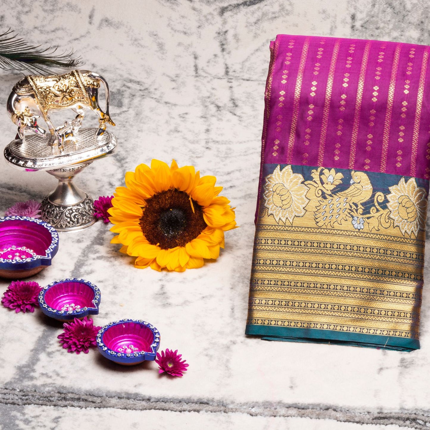 Kanchipuram Zary Purple Silk Saree | KA10100