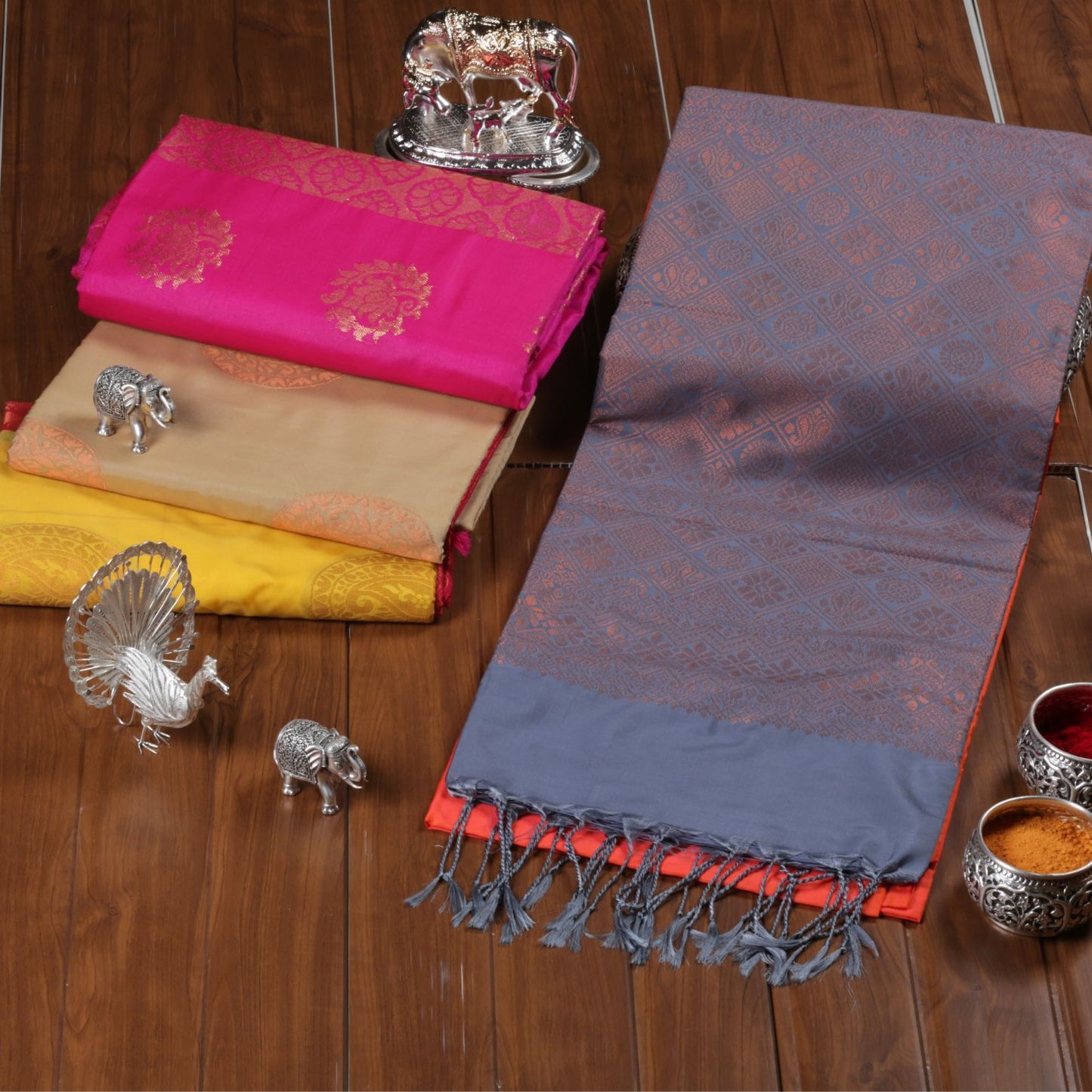 Kanchipuram Soft Orange Silk Saree | KA10241