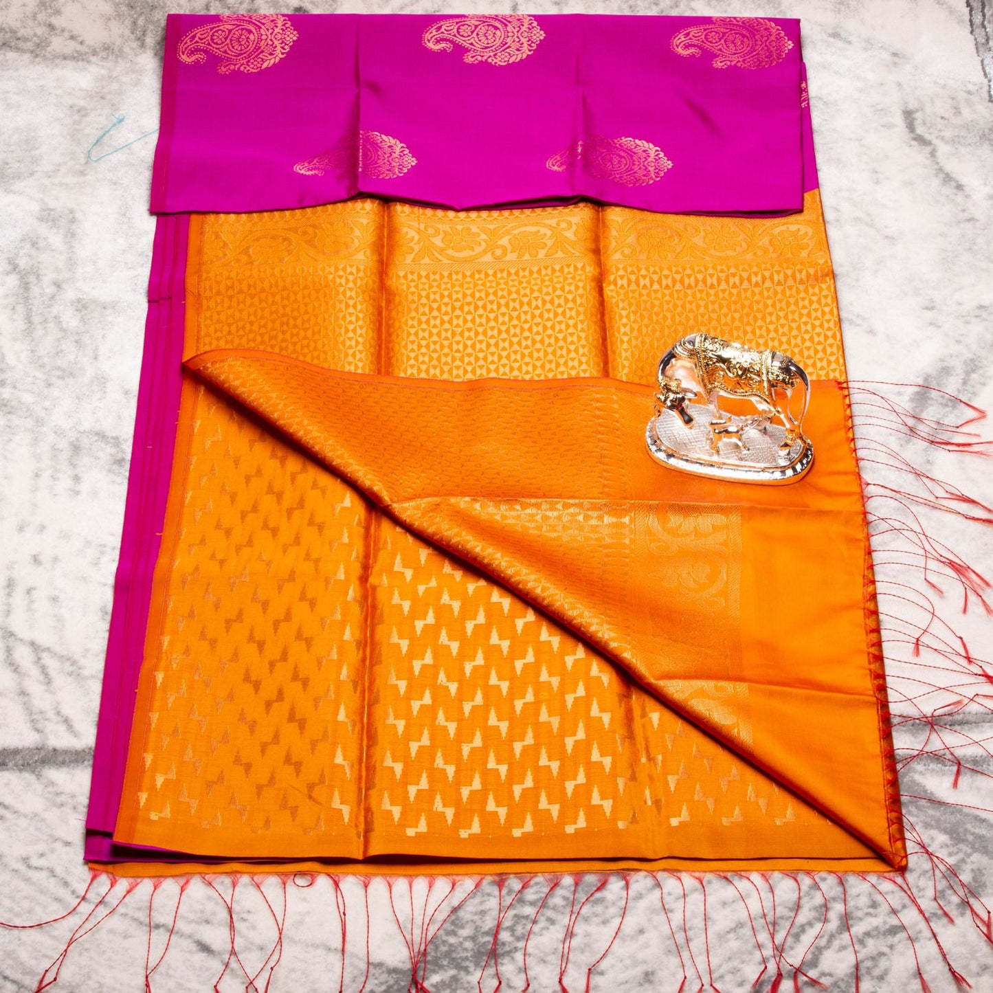 Kanchipuram Thread Hot Pink Silk Saree | KA10027