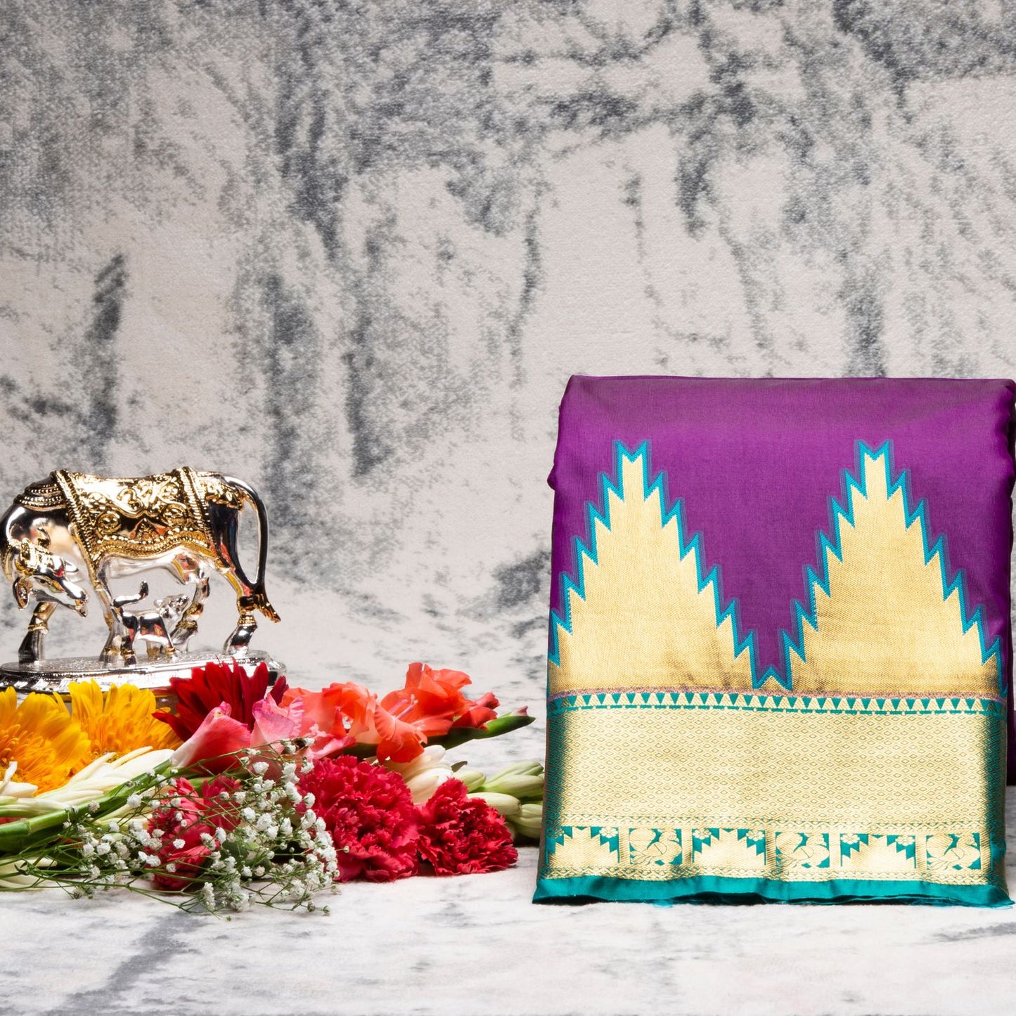 Kanchipuram Pure Chenese Purple Silk Saree | KA10160