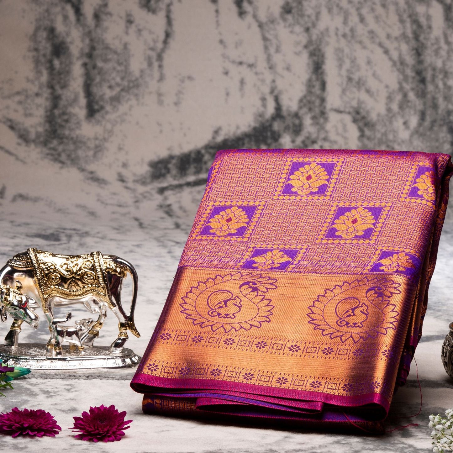 Kanchipuram Tissue Purple Silk Saree | KA10214