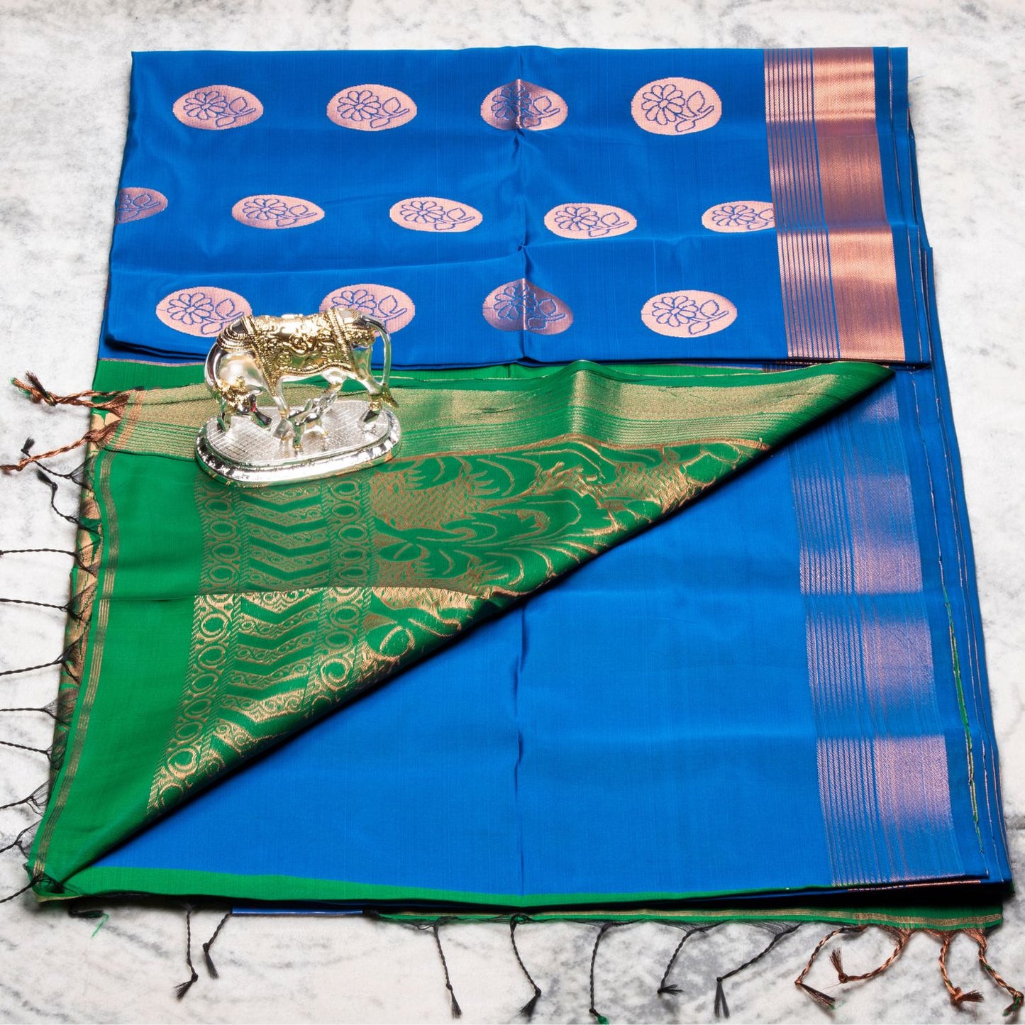 Kanchipuram Soft Thread Blue Silk Saree | KA10051