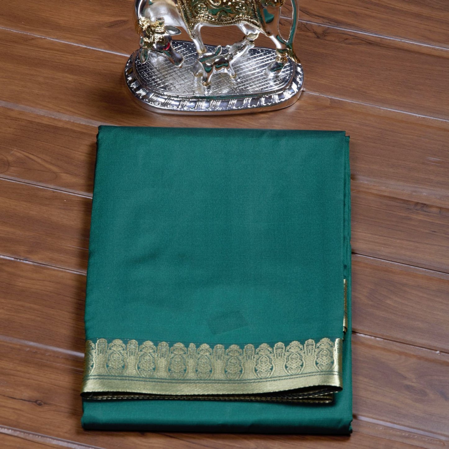 Kanchipuram Banarasi Medium Sea Green Silk Saree | KA10086