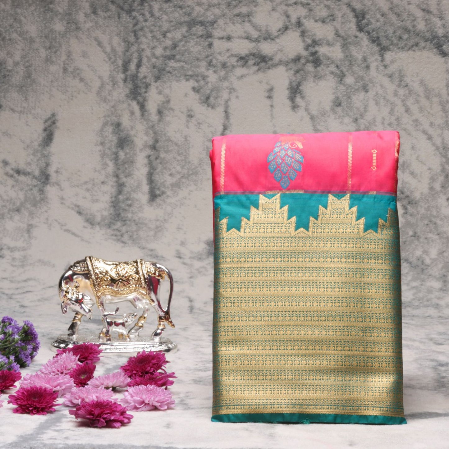 Kanchipuram Pure Barbie Pink Silk Saree | KA10132