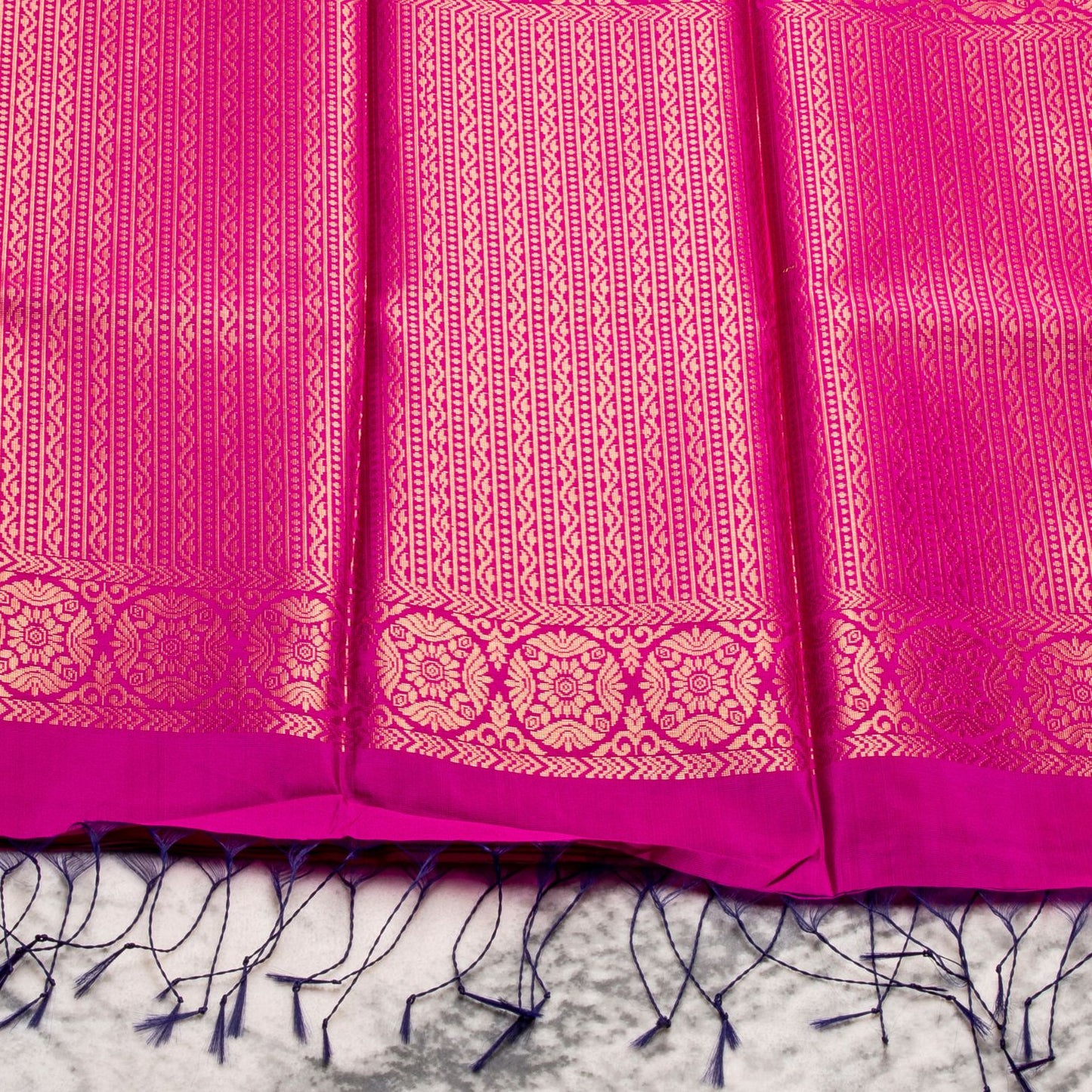Kanchipuram Thread Dark Sky Blue Silk Saree | KA10033