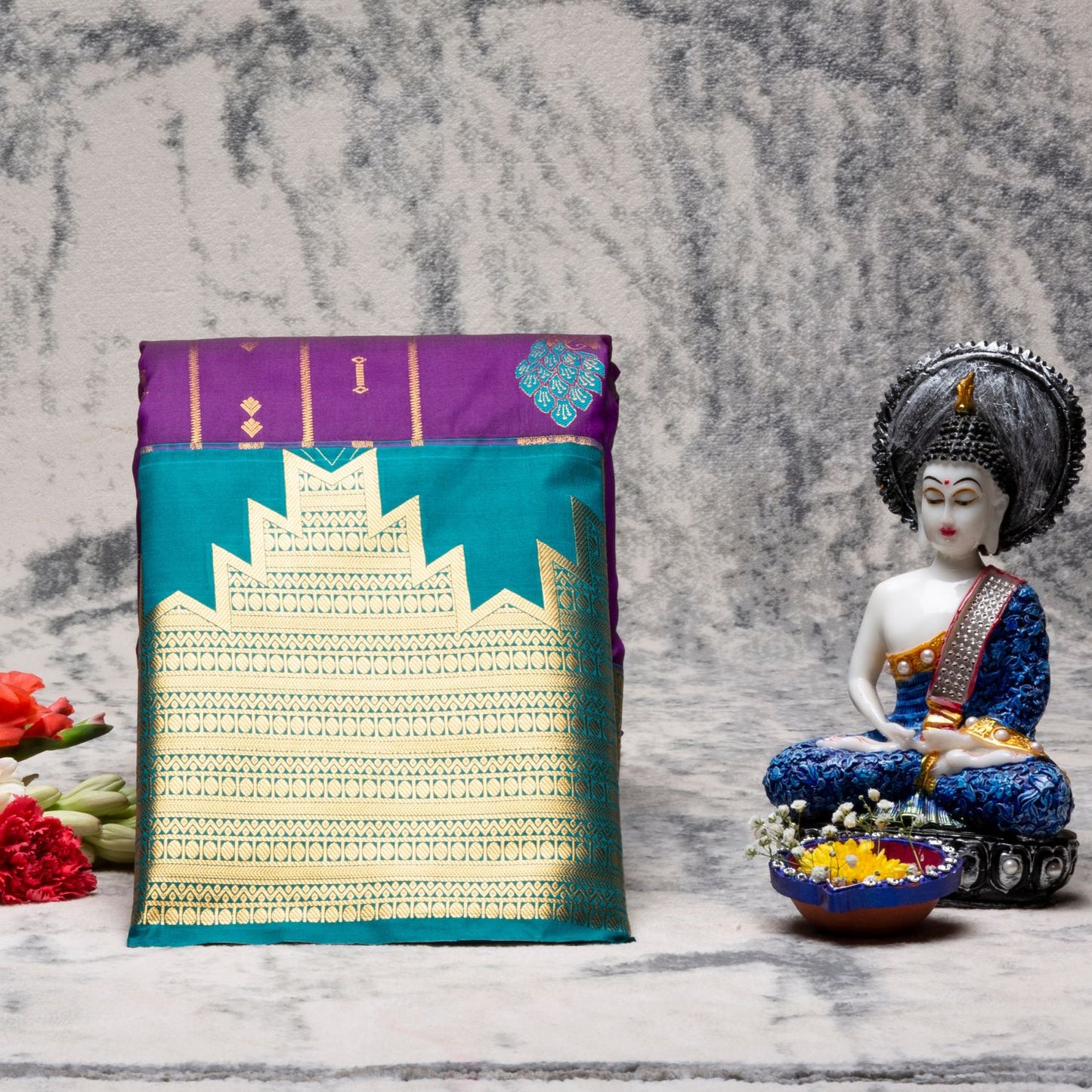 Kanchipuram Pure Chenese Purple Silk Saree | KA10161