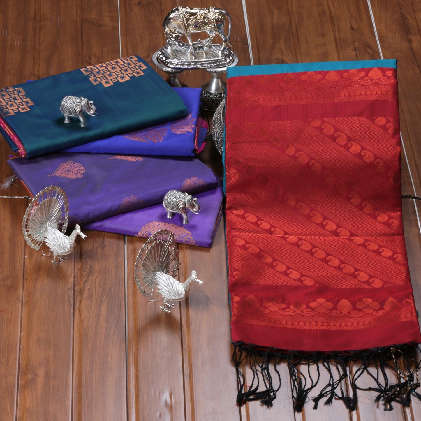 Kanchipuram Soft Pine Green Silk Saree | KA10245
