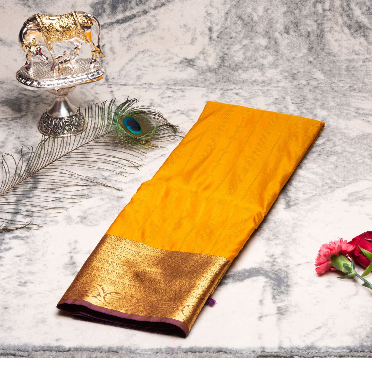 Kanchipuram Traditional Dark Honey Silk Saree | KA10130