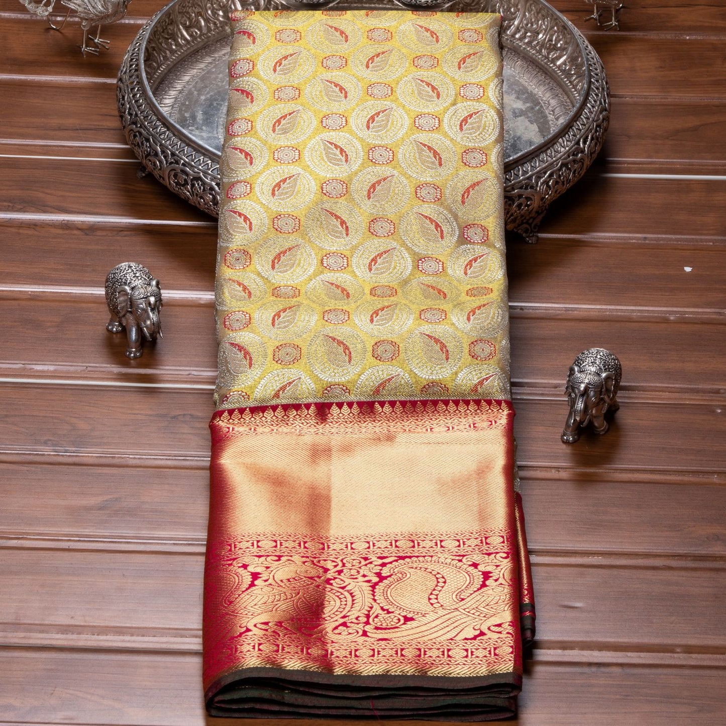 Kanchipuram Tissue Light Gold Silk Saree | KA10168