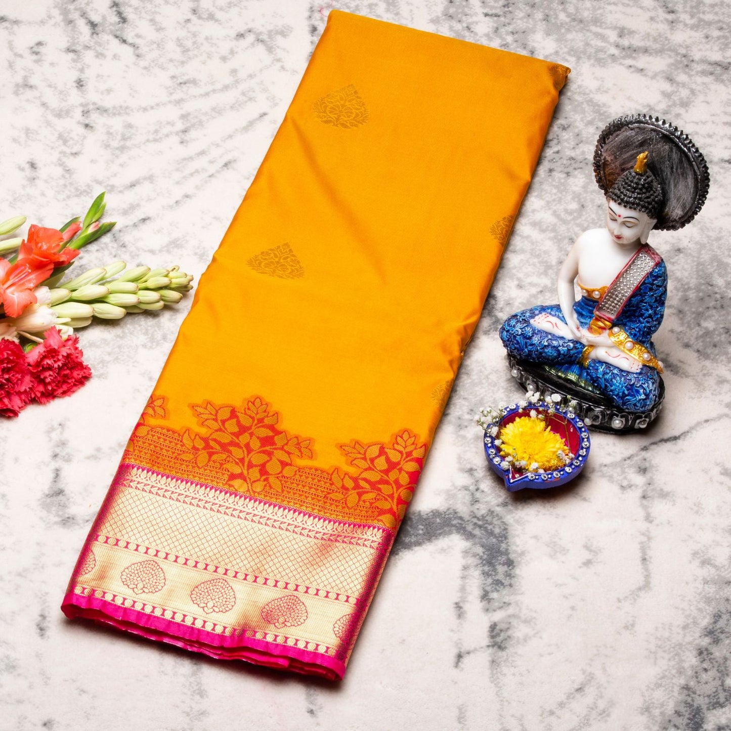 Kanchipuram Traditional Haladhi Silk Saree | KA10153