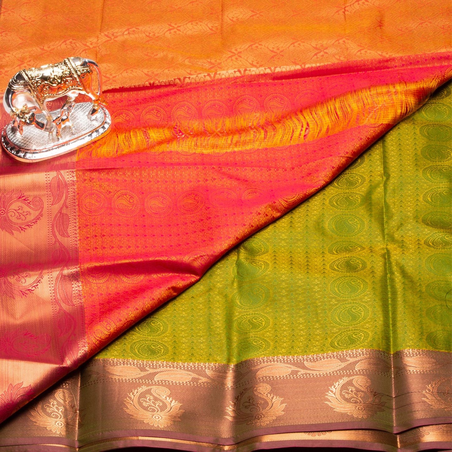 Kanchipuram Lime Green Silk Saree | KA10203