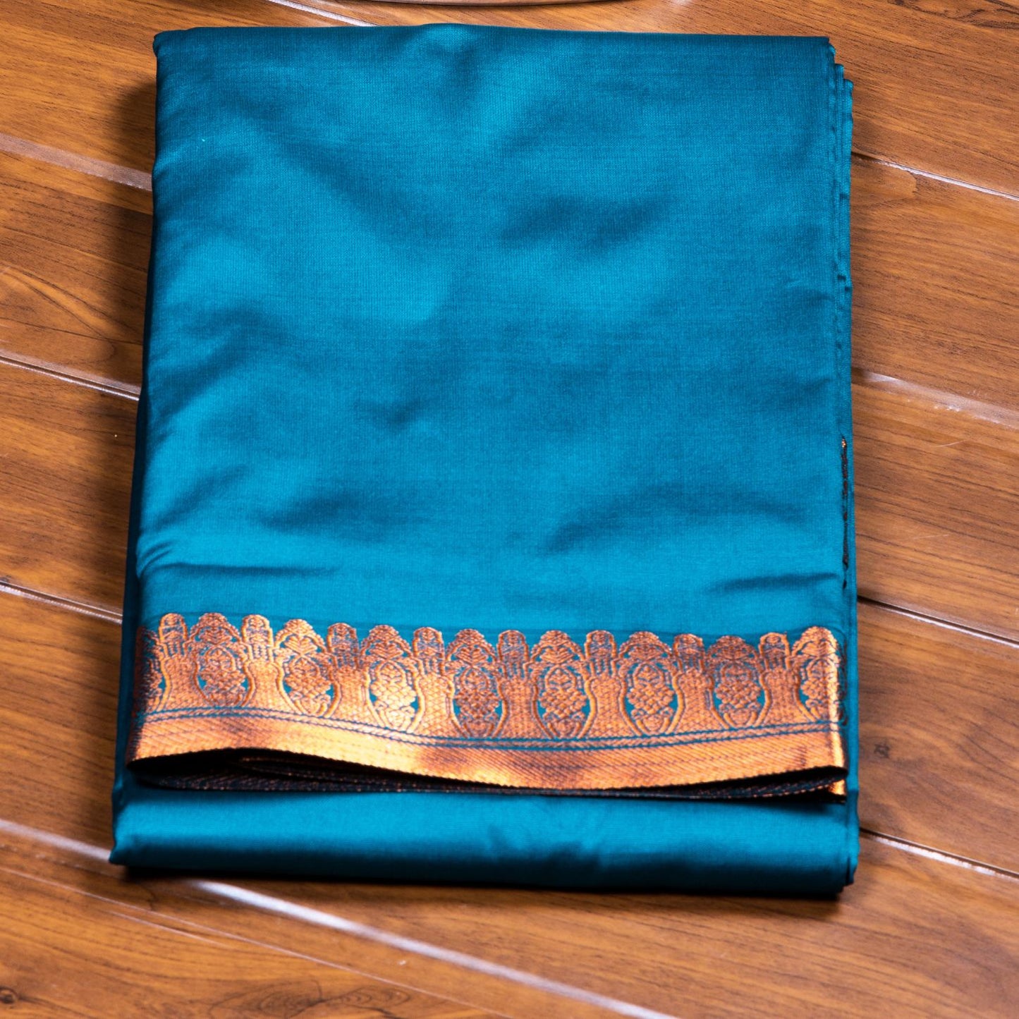 Kanchipuram Banarasi Dark Turquoise Silk Saree | KA10085