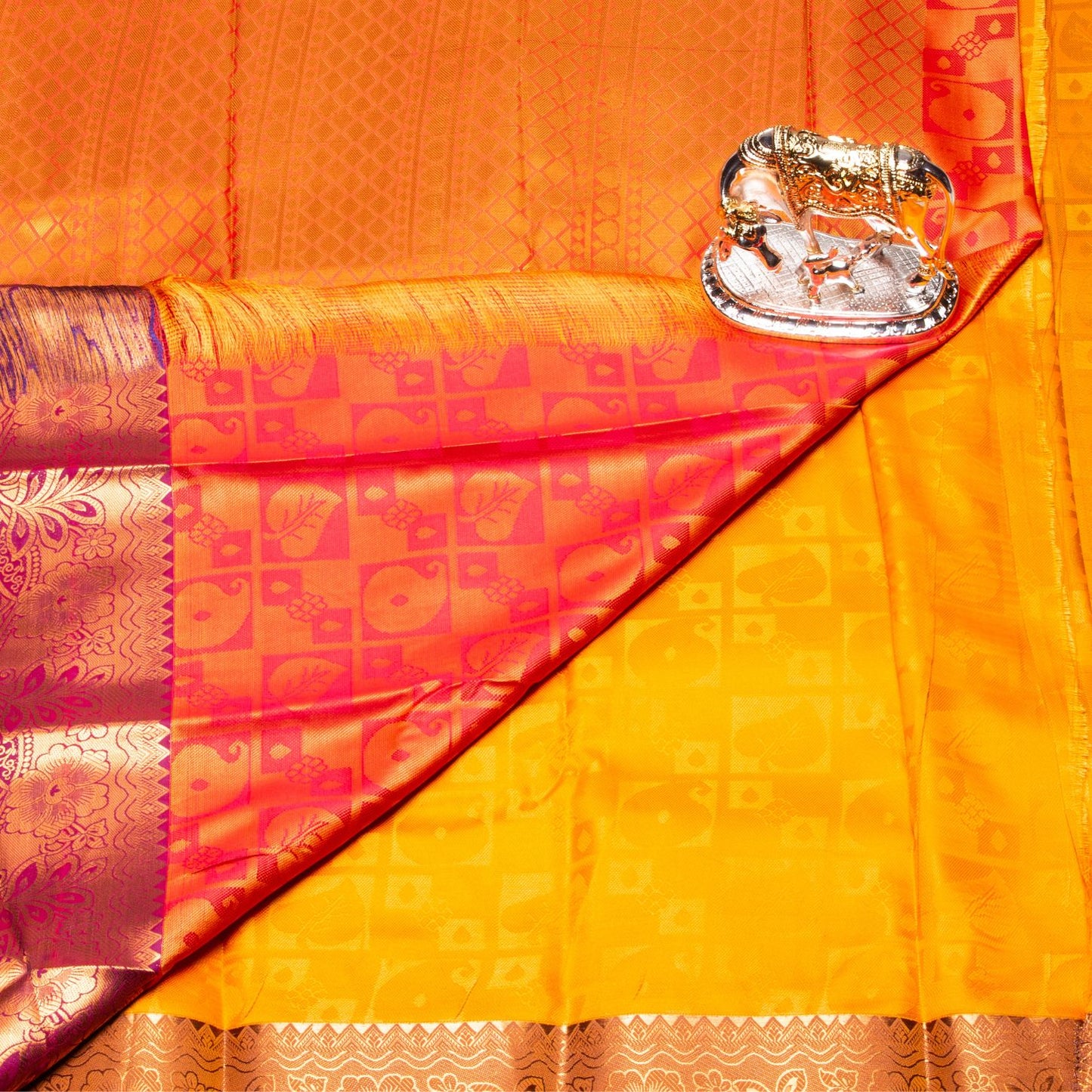 Kanchipuram Tissue Haladhi Silk Saree | KA10192