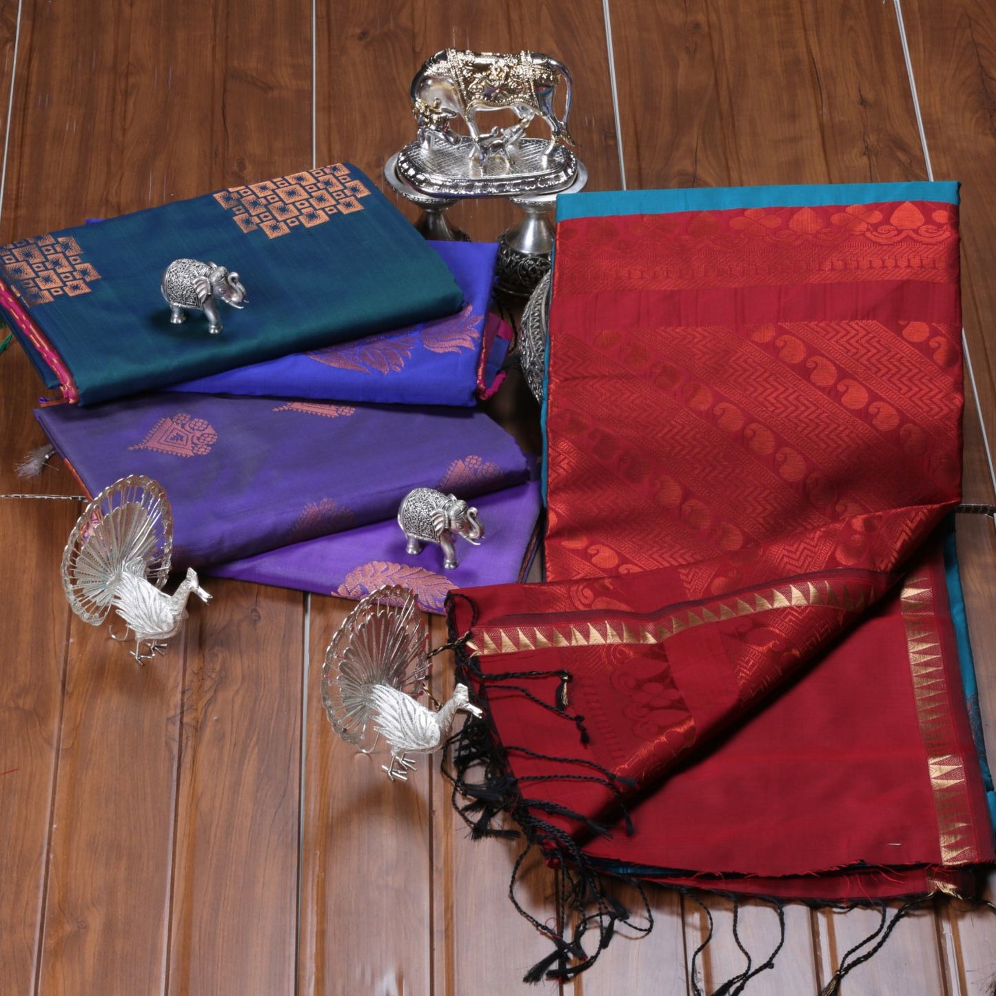 Kanchipuram Soft Pine Green Silk Saree | KA10245