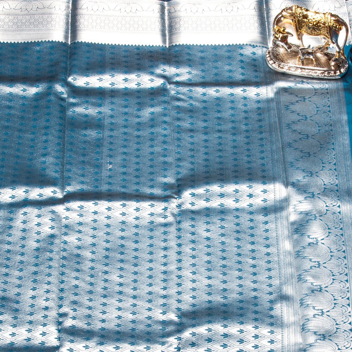 Silver Butta Steel Blue Silk Saree | KA10064