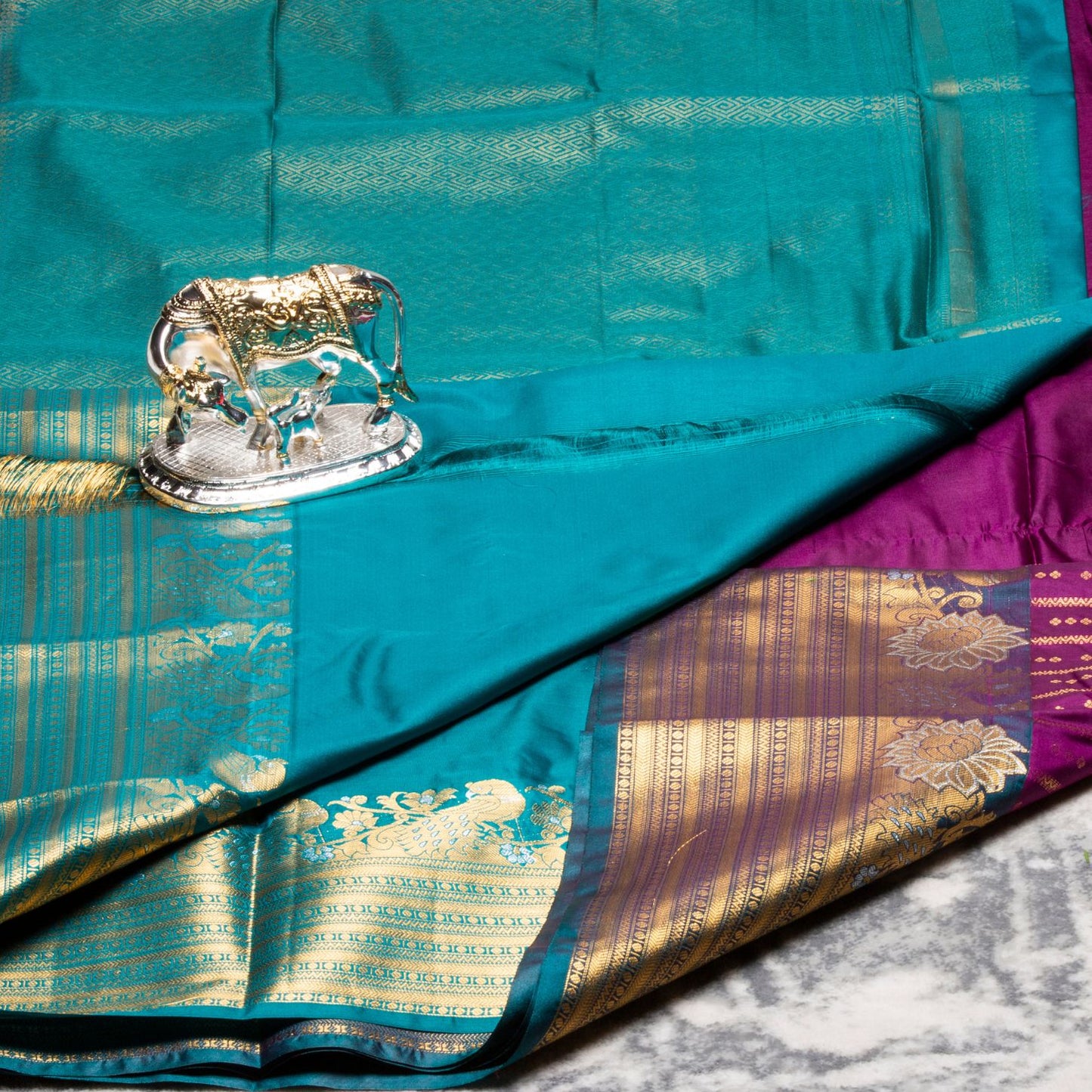 Kanchipuram Zary Purple Silk Saree | KA10100