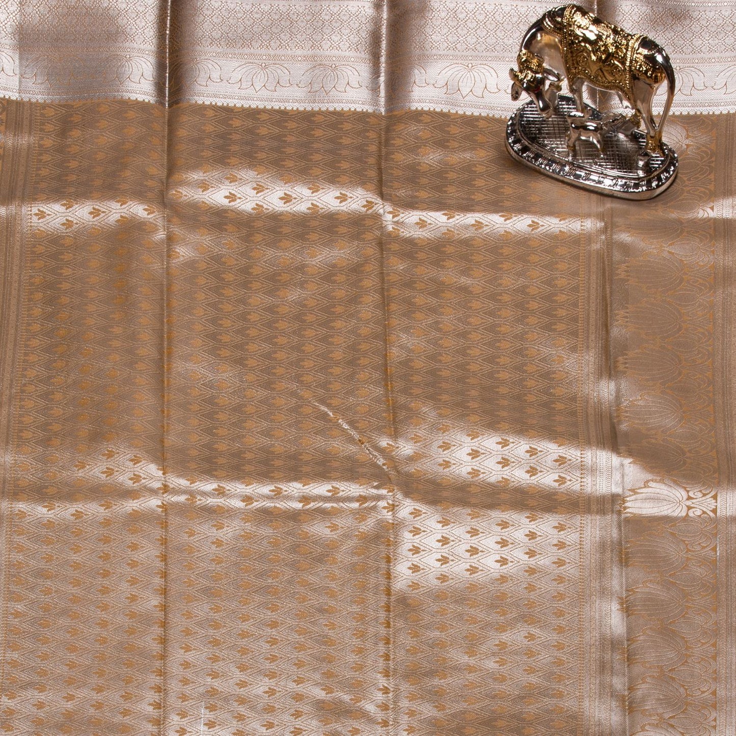 Silver Butta Light Wheat Silk Saree | KA10057