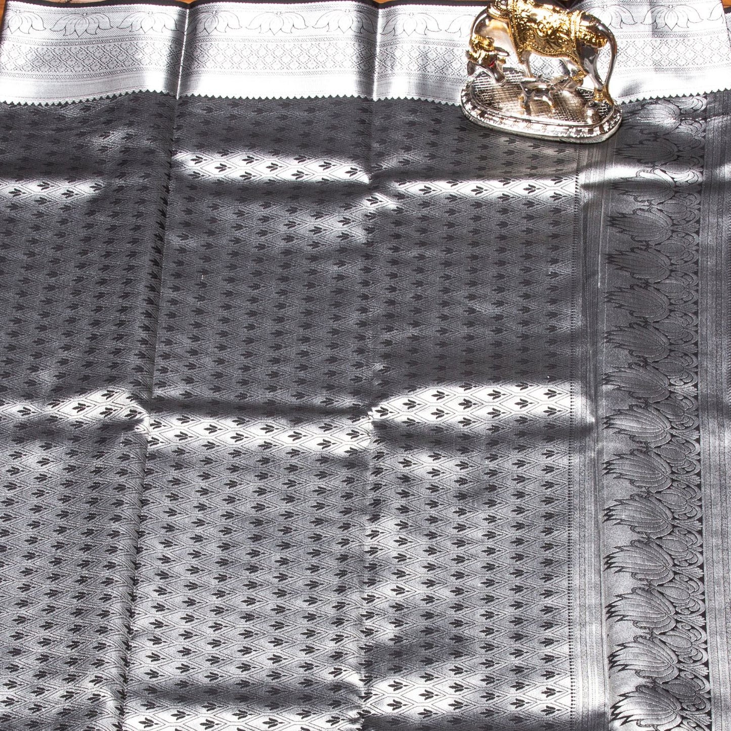 Silver Butta Black Silk Saree | KA10059