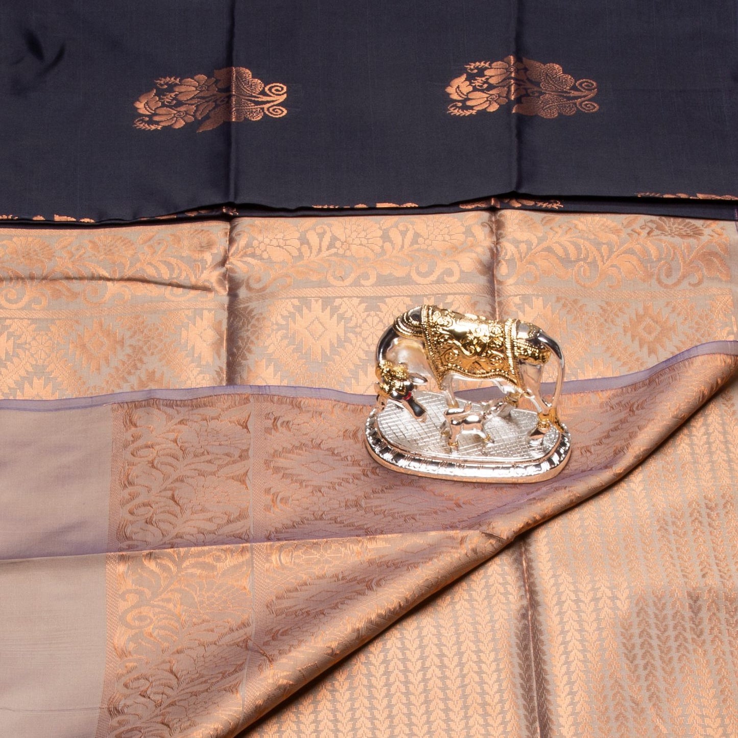 Kanchipuram Thread Midnight Blue Silk Saree | KA10026