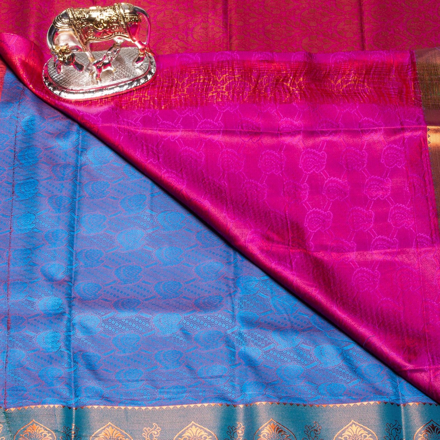 Kanchipuram Tissue Ananda Blue Silk Saree | KA10184
