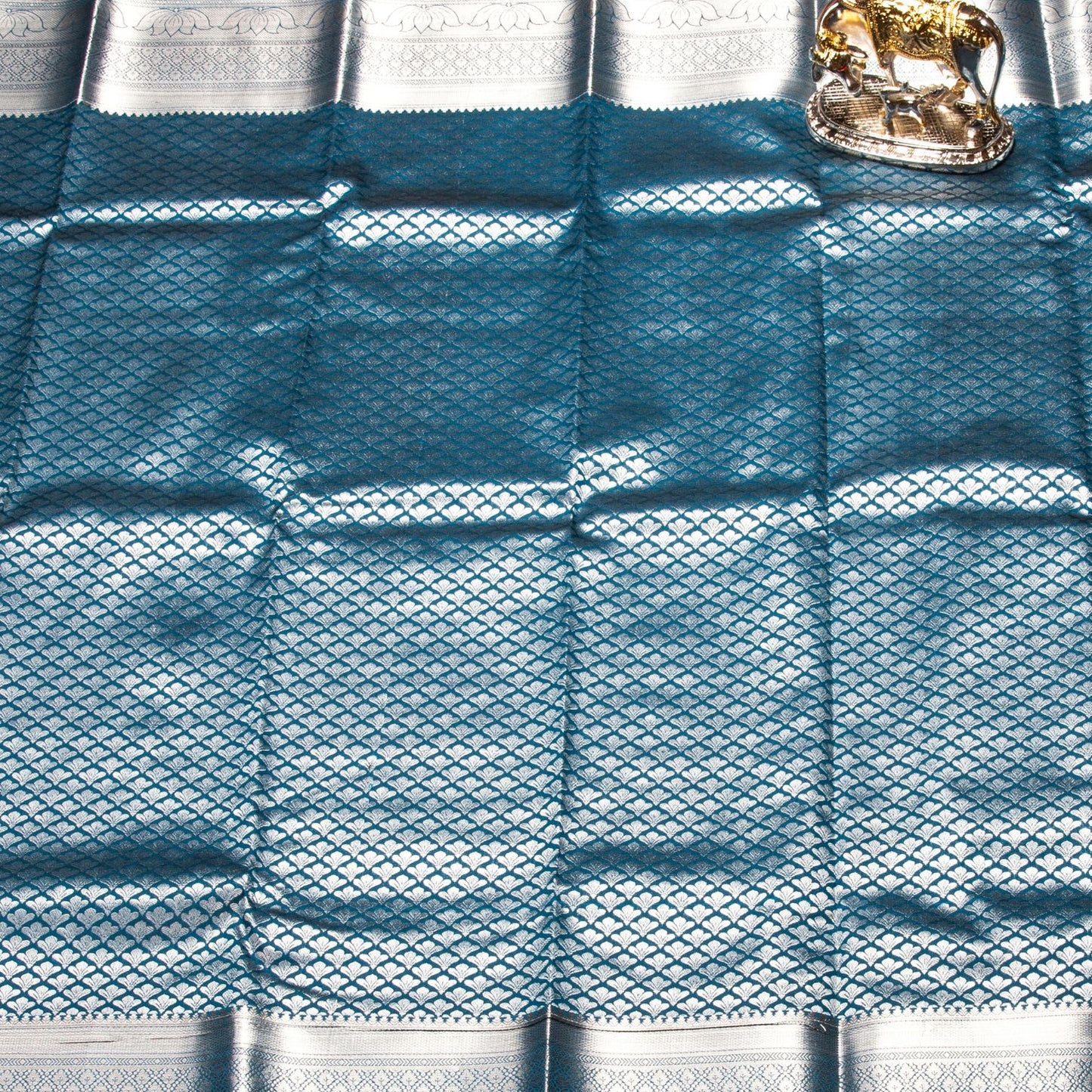 Silver Butta Steel Blue Silk Saree | KA10064