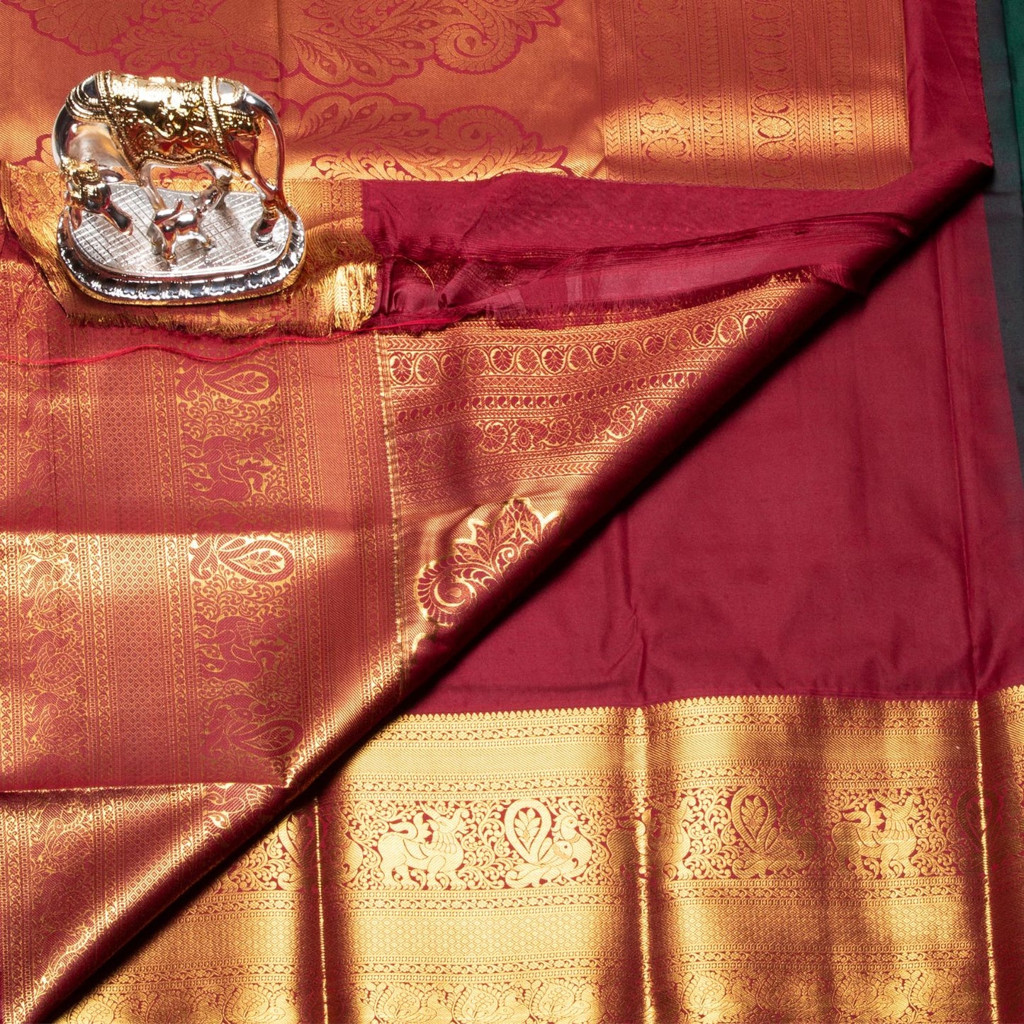 Kanchipuram Pure Forest Green Silk Saree | KA10159