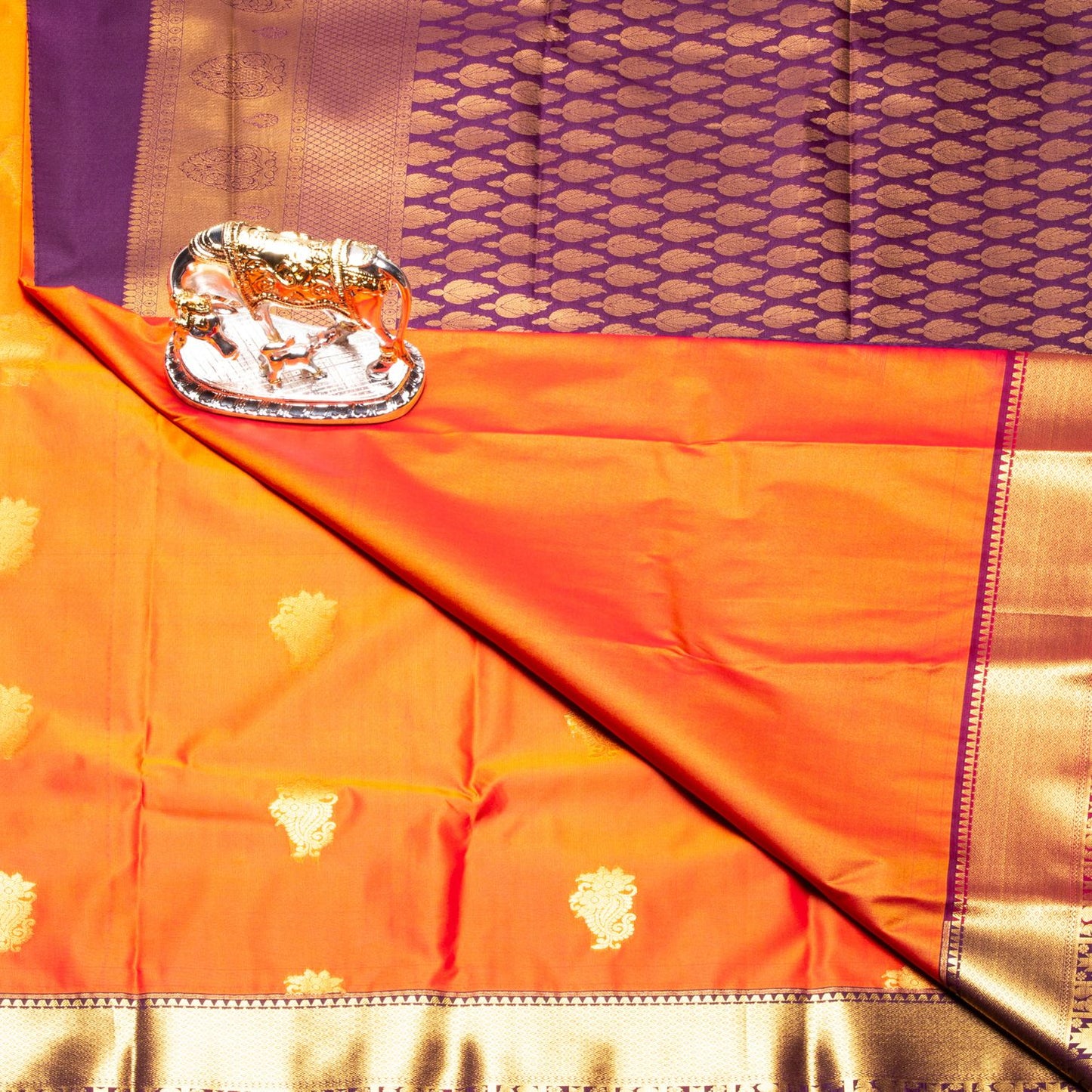 Kanchipuram Pure Orange Silk Saree | KA10149