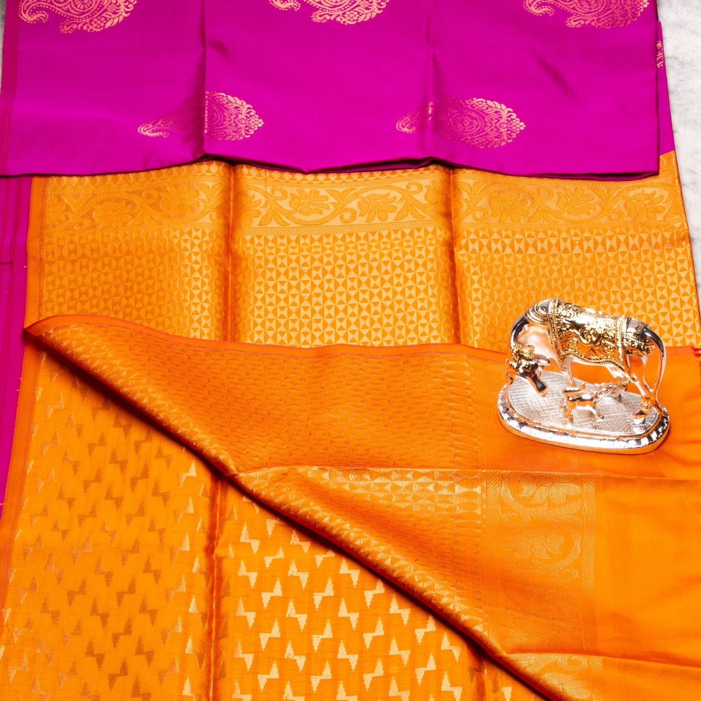 Kanchipuram Thread Hot Pink Silk Saree | KA10027