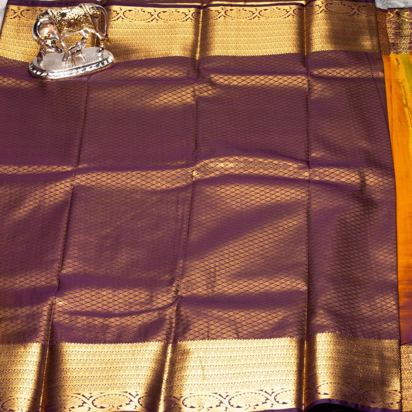 Kanchipuram Traditional Dark Honey Silk Saree | KA10130