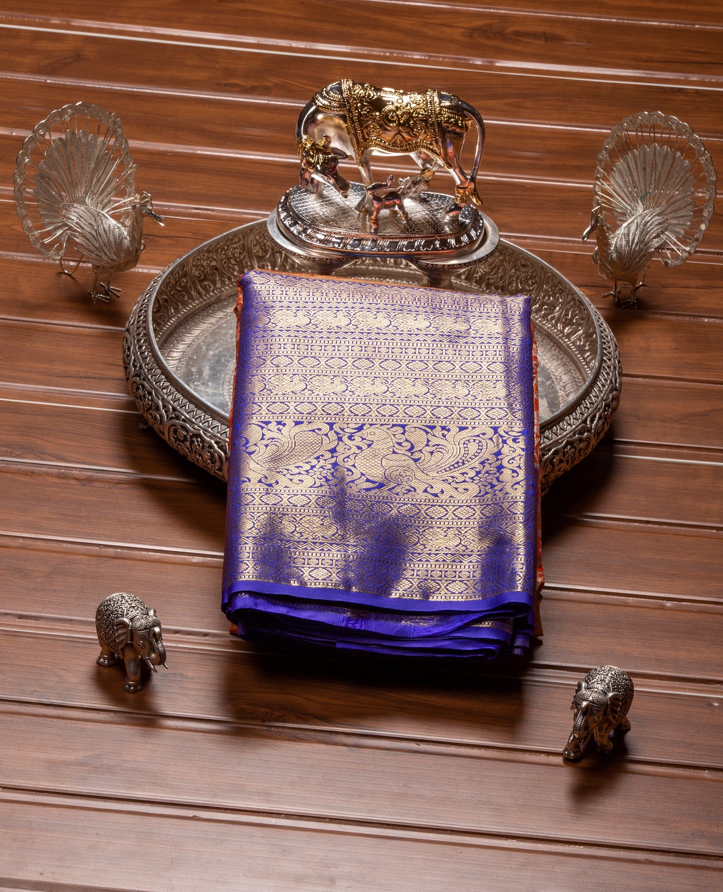 Kanchipuram Tissue Coral Silk Saree | KA10177