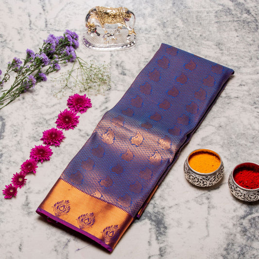 Kanchipuram Tissue Blue Silk Saree | KA10183