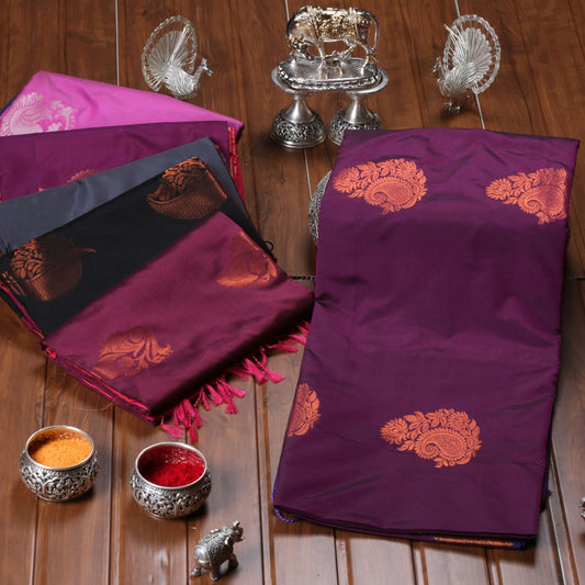 Kanchipuram Soft Cobalt Violet Silk Saree | KA10237