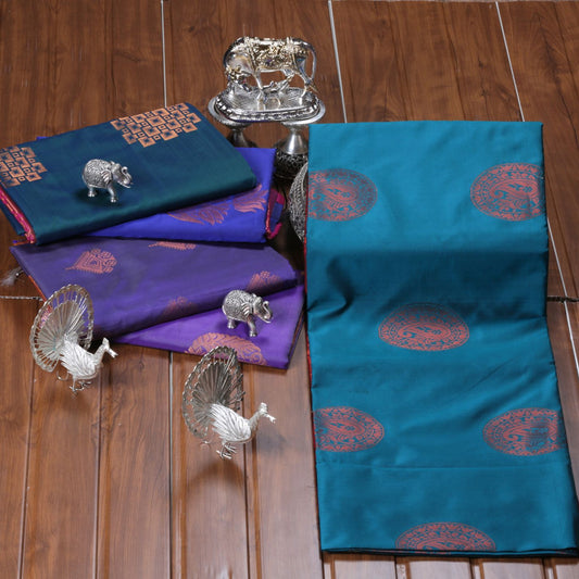 Kanchipuram Soft Pine Green Silk Saree | KA10245