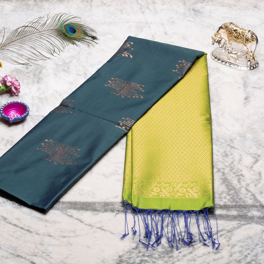 Kanchipuram Thread Persian Blue Silk Saree | KA10022