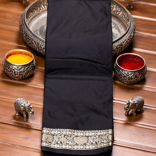 Kanchipuram Banarasi Black Silk Saree | KA10090