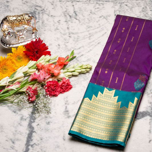 Kanchipuram Pure Chenese Purple Silk Saree | KA10161