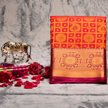 Kanchipuram Tissue Red Silk Saree | KA10194