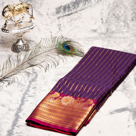 Kanchipuram Zary Indigo Silk Saree | KA10101