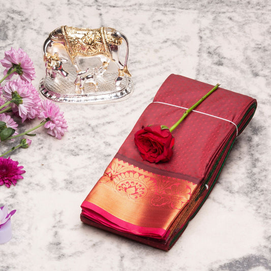 Kanchipuram Soft Silk Lite Red Plum Silk Saree | KA10013